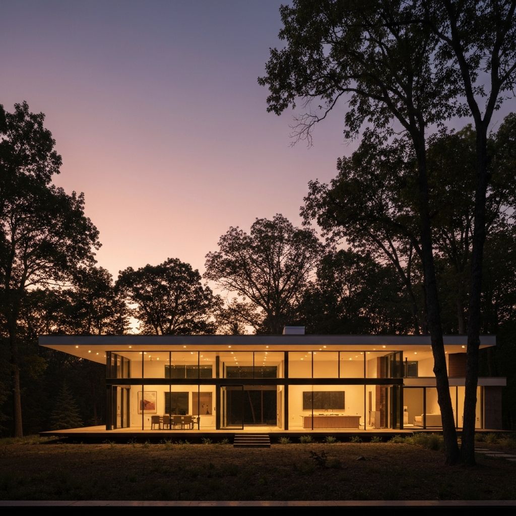 Modern luxury Canadian home architecture at twilight
